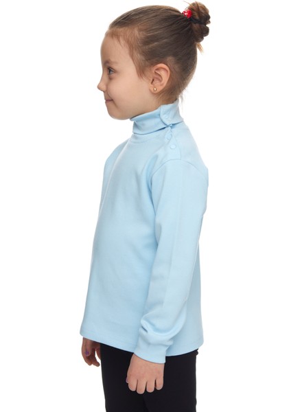 Bebek Mavisi Basic Kız Çocuk Çıtçıtlı Tam Balıkçı Yaka Şardonlu Kışlık Uzun Kollu Tişört fiyatları