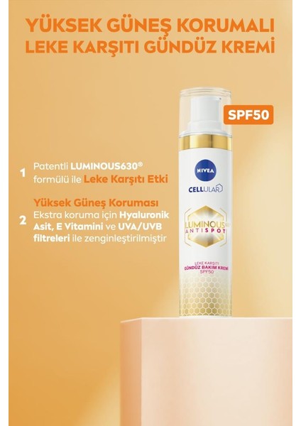 Luminous630 Leke Karşıtı Gündüz Yüz Kremi 40ml ve Aydınlatıcı Cilt Bakım Serumu 30ml,Hyaluronik Asit