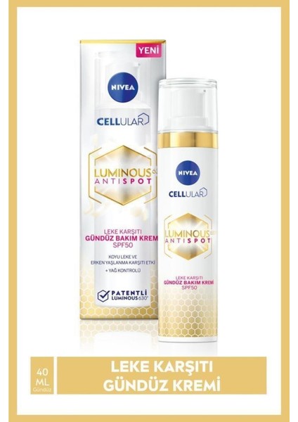 Luminous630 Leke Karşıtı Gündüz Yüz Kremi 40ml ve Aydınlatıcı Cilt Bakım Serumu 30ml,Hyaluronik Asit