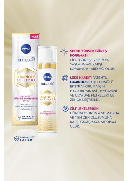 Luminous630 Leke Karşıtı Gündüz Yüz Kremi 40ml ve Aydınlatıcı Cilt Bakım Serumu 30ml,Hyaluronik Asit