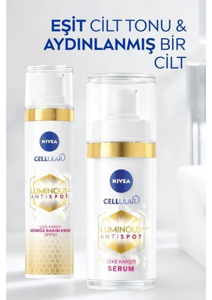 Luminous630 Leke Karşıtı Gündüz Yüz Kremi 40ml ve Aydınlatıcı Cilt Bakım Serumu 30ml,Hyaluronik Asit