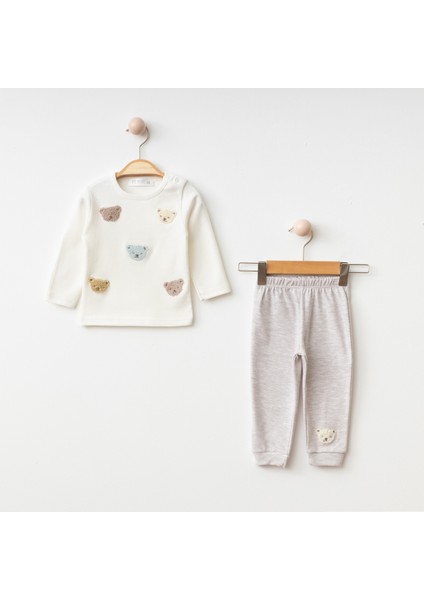 S Erkek Bebek Günlük Giyim %100 Pamuklu Yumuşak Kumaş Alt Üst Uzun Kollu 2'li Pijama Takımı