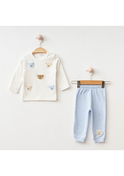 S Erkek Bebek Günlük Giyim %100 Pamuklu Yumuşak Kumaş Alt Üst Uzun Kollu 2'li Pijama Takımı