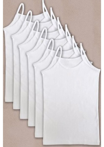 Kız Çocuk Beyaz Pamuklu Penye Ip Askılı 6'lı Atlet fiyatları