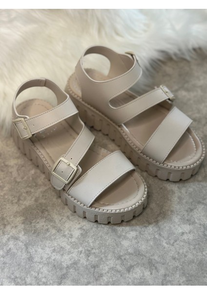 Günlük Kadın Sandalet Ayarlanabilir Tokalı Yüksek Kalın Topuklu Tırtıklı Tabanlı Bantlı 269 fiyatları