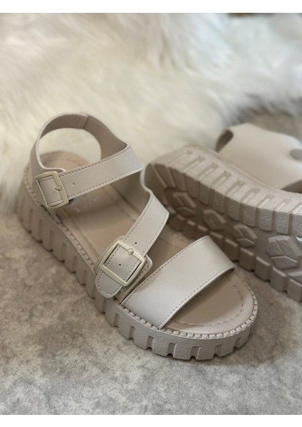 Günlük Kadın Sandalet Ayarlanabilir Tokalı Yüksek Kalın Topuklu Tırtıklı Tabanlı Bantlı 269 fırsatları