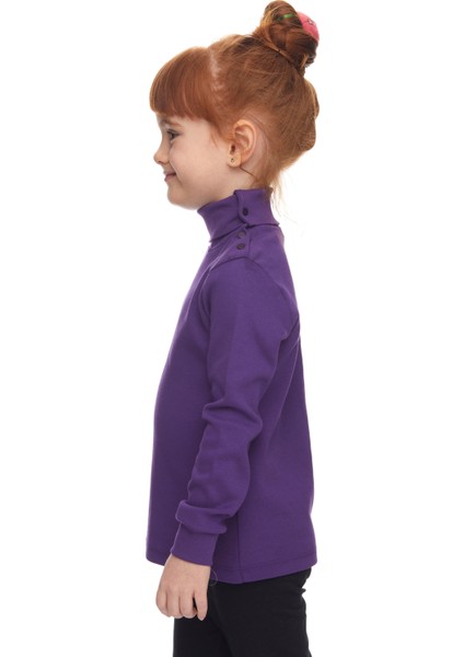 Mor Basic Kız Çocuk Çıtçıtlı Tam Balıkçı Yaka Şardonlu Kışlık Uzun Kollu Tişört fiyatları