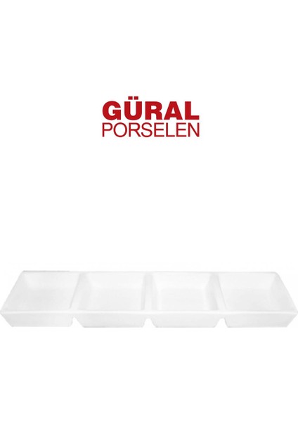 Porselen 4 Bölmeliı Dekorsuz Tabak (GR04BL00) GR04BL00 32X8.3 cm