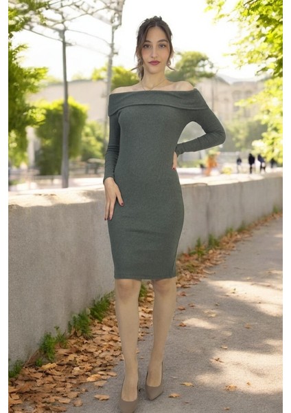 Madonna Yaka Fitilli Kaşkorse Triko Elbise 36-40 Beden Için Uygundur modelleri