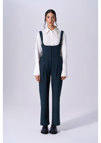 Kadın Ekoseli Yeşil Tulum Pantolon 2591403 modelleri