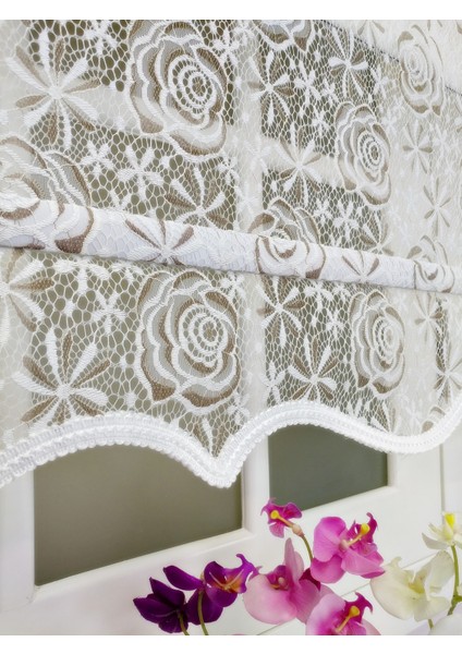 Çiftli Sistem Yeni Beyaz-Bej Gül Dantel Series Tül + Stor fiyatları