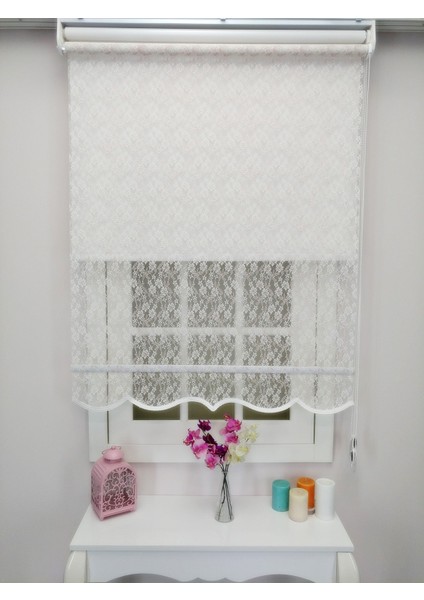 Çiftli Sistem Yeni Beyaz-Toz Pembe Papatya Dantel Series Tül + Stor fiyatları