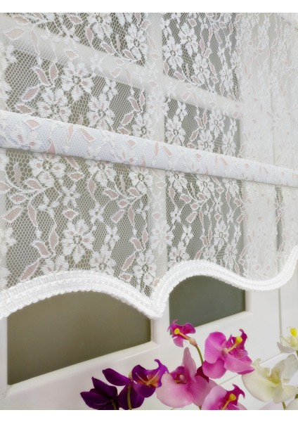 Çiftli Sistem Yeni Beyaz-Toz Pembe Papatya Dantel Series Tül + Stor indirimleri