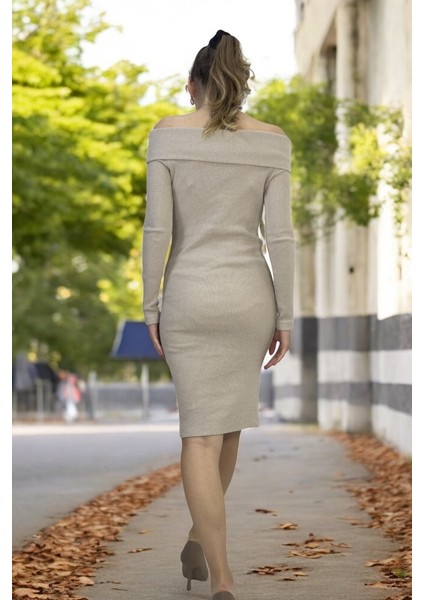 Madonna Yaka Fitilli Kaşkorse Triko Elbise 36-40 Beden Için Uygundur modelleri