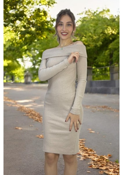 Madonna Yaka Fitilli Kaşkorse Triko Elbise 36-40 Beden Için Uygundur fırsatları