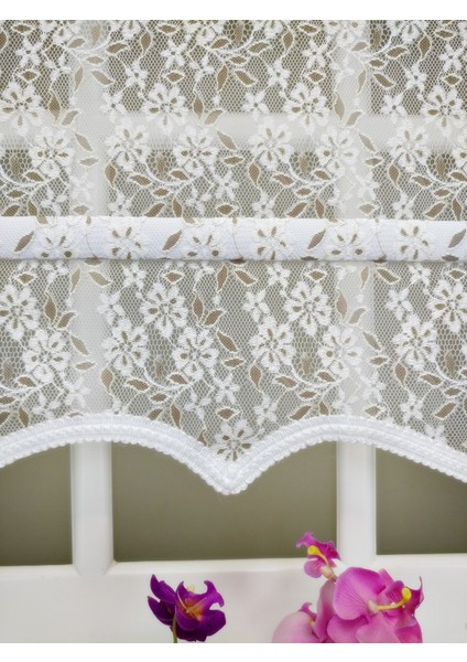 Çiftli Sistem Yeni Beyaz-Bej Papatya Dantel Series Tül + Stor fırsatları