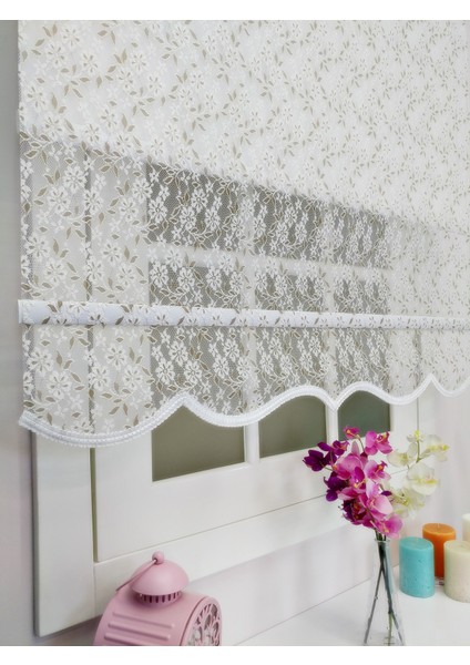 Çiftli Sistem Yeni Beyaz-Bej Papatya Dantel Series Tül + Stor fiyatları