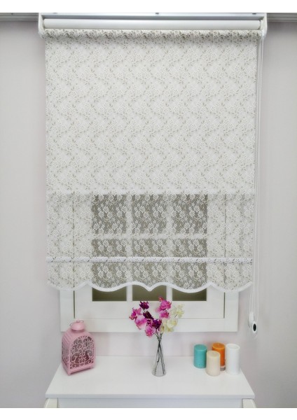 Çiftli Sistem Yeni Beyaz-Bej Papatya Dantel Series Tül + Stor indirimleri