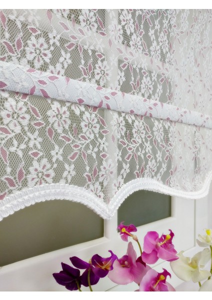 Çiftli Sistem Yeni Beyaz-Fuşya Papatya Dantel Series Tül + Stor fiyatları