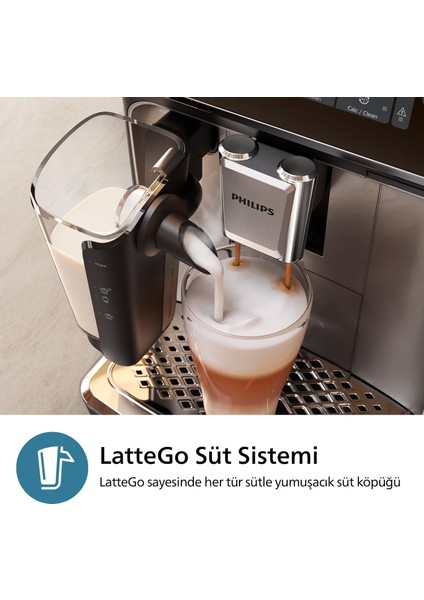 Lattego Seri Tam Otomatik Kahve ve Espresso Makinesi, 4 Çeşit Kahve, Renkli Dokunmatik Ekran, Aquaclean Filtre, Şık Tasarım | Onerous Lambader Hediye