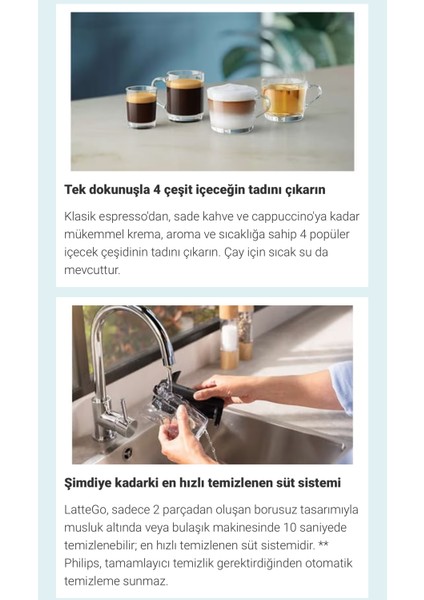 Lattego Seri Tam Otomatik Kahve ve Espresso Makinesi, 4 Çeşit Kahve, Renkli Dokunmatik Ekran, Aquaclean Filtre, Şık Tasarım | Onerous Lambader Hediye