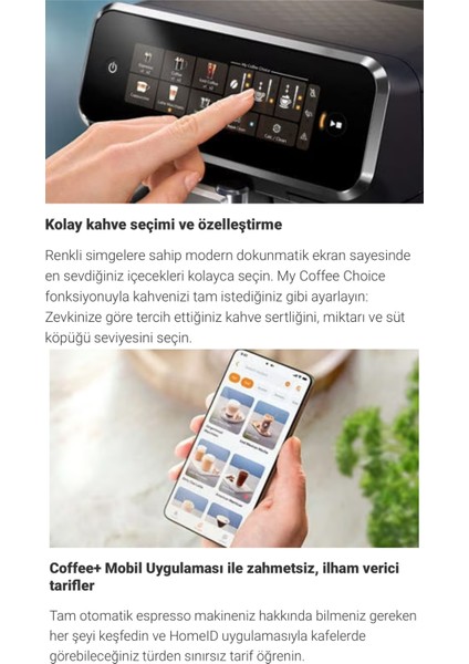 Lattego Seri Tam Otomatik Kahve ve Espresso Makinesi, 4 Çeşit Kahve, Renkli Dokunmatik Ekran, Aquaclean Filtre, Şık Tasarım | Onerous Lambader Hediye