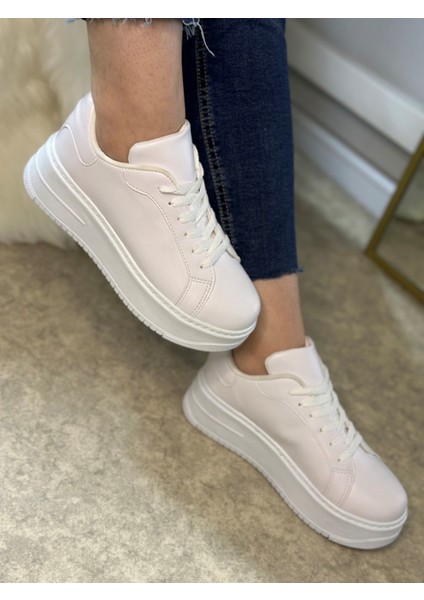 Günlük Kadın Sneaker Bağcıklı Hafif Kalın Yüksek Tabanlı Leopar Detaylı Yürüyüş Spor Ayakkabı 065 fiyatları