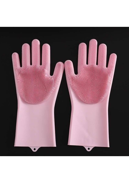 Pembe Tarzı Bulaşık Yıkama Temizlik Eldiveni Silikon Kauçuk Sünger Eldiven Ev Temizleyici Mutfak Temizleme Araçları Mutfak (Yurt Dışından)