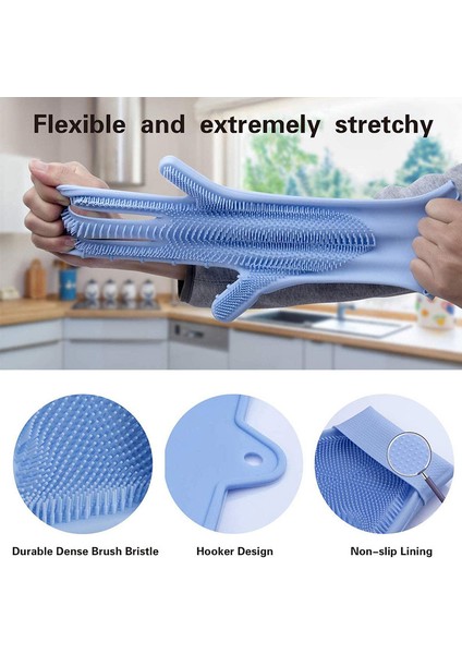 Pembe Tarzı Bulaşık Yıkama Temizlik Eldiveni Silikon Kauçuk Sünger Eldiven Ev Temizleyici Mutfak Temizleme Araçları Mutfak (Yurt Dışından) fırsatları