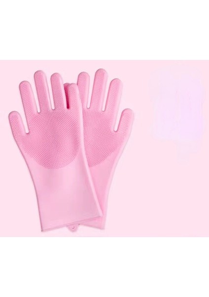 Bir Çift Tarzı Düzenli Stil Evde Çok Fonksiyonlu Silikon Temizlik Eldiveni Bulaşık Fırçası Temizlik Tanrıları Yapışmaz Yağ Yalıtımı Anti-Yakma (Yurt Dışından)