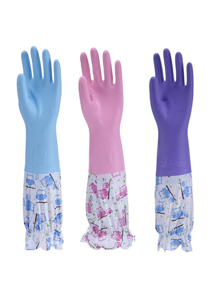 Stil C Stili 1 Çift Rastgele 1 Çift Yeniden Kullanılabilir Temizlik Eldiveni Mutfak Temizlik Eldiveni Peluş Astarlı Ev Yıkama Eldiveni Kaymaz Su Geçirmez (Yurt Dışından)