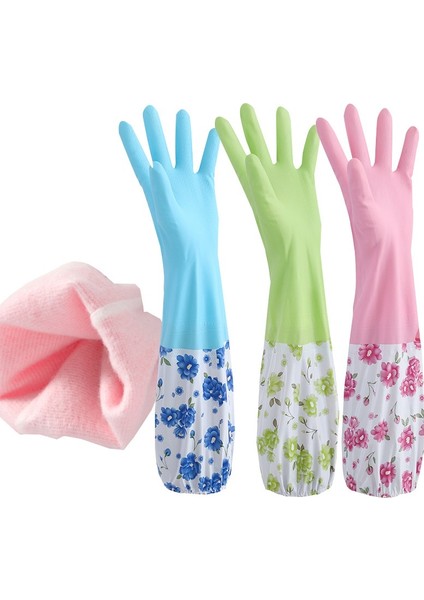 Stil C Stili 1 Çift Rastgele 1 Çift Yeniden Kullanılabilir Temizlik Eldiveni Mutfak Temizlik Eldiveni Peluş Astarlı Ev Yıkama Eldiveni Kaymaz Su Geçirmez (Yurt Dışından) fırsatları