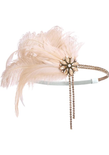 1920'LER Kokteyl Partisi Düğünü Için Başlık Kafa Zinciri Tüy Kafa Bandı (Yurt Dışından)