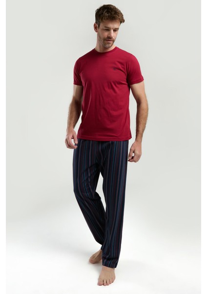 Erkek Bordo Kısa Kol Pijama Takım