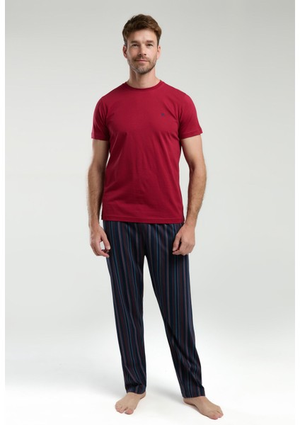 Erkek Bordo Kısa Kol Pijama Takım