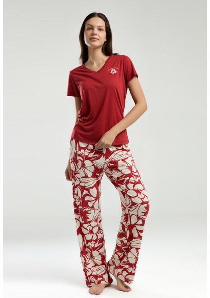 Kadın Kırmızı Kısa Kol Pijama Takım modelleri