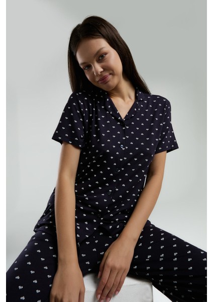 Kadın Lacivert Gömlek Pijama Takım fırsatları