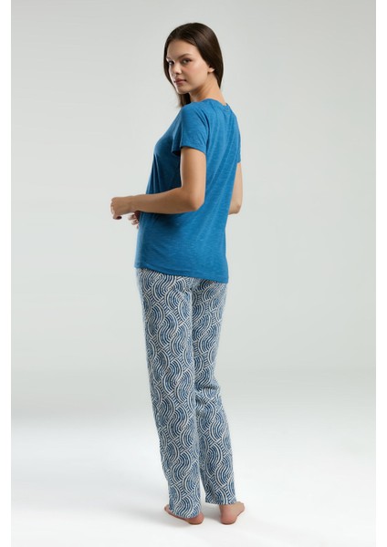 Kadın Lacivert Kısa Kol Pijama Takım indirimleri