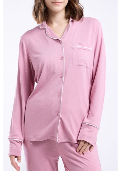 Kadın Pembe Gömlek Pijama Takım fırsatları