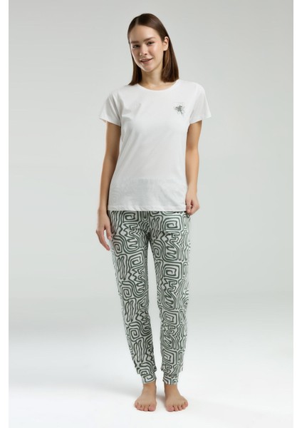 Kadın Beyaz Kısa Kol Pijama Takım modelleri