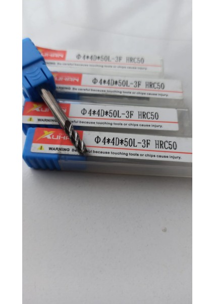 Spiral Karbür Cnc Freze Uçları 4X4DX50L-3F HRC50 3 Flüt 1 Adet 4X4DX50L-3T