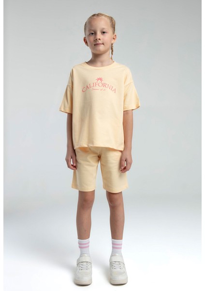 Kız Çocuk Krem Bermuda Takım