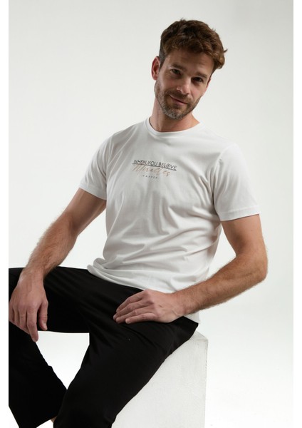 Erkek Beyaz Kısa Kol Pijama Takım