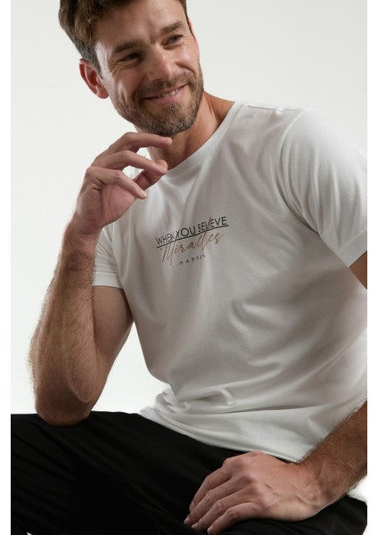 Erkek Beyaz Kısa Kol Pijama Takım fırsatları