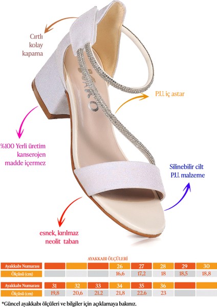 Pisar Günlük Kız Çocuk 4 cm Topuklu Sandalet Abiye Ayakkabı Sedef fiyatları