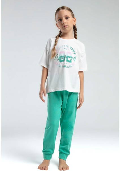 Kız Çocuk Yeşil Kısa Kol Pijama Takım