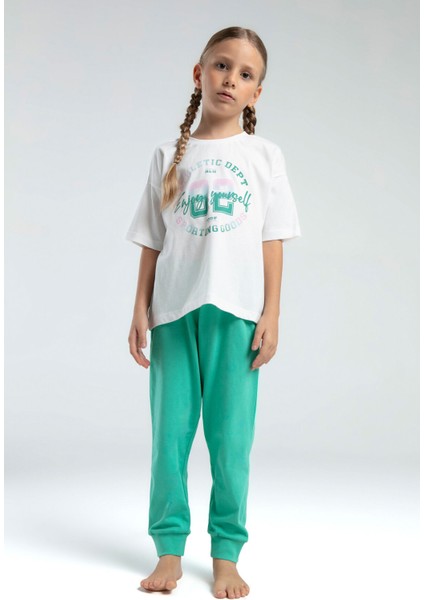 Kız Çocuk Yeşil Kısa Kol Pijama Takım