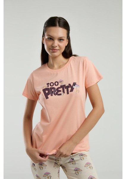 Kadın Turuncu Kısa Kol Pijama Takım