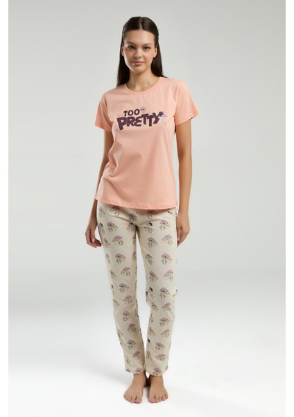 Kadın Turuncu Kısa Kol Pijama Takım modelleri