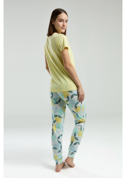 Kadın Sarı Kısa Kol Pijama Takım